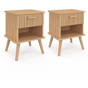 Idomya - 2 Tables de chevet Albane bois - 40x34x50 cm OS pas cher
