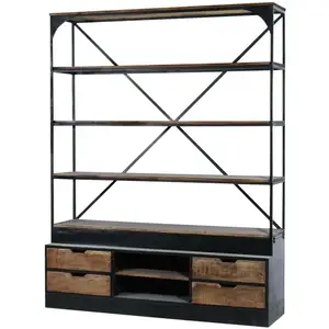 Comparateur de prix : Made in Meubles Bibliothèque en métal marron 155 cm
