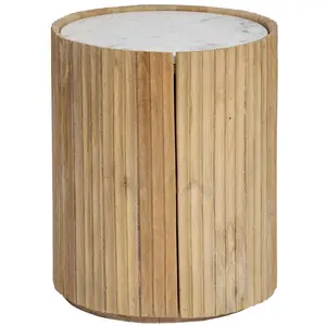 Made In Meubles - Table de chevet en bois de manguier et marbre DiegoVendu parnature-et-decouvertes