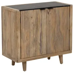Made In Meubles - Buffet en bois de manguier et marbre noir Riley pas cher