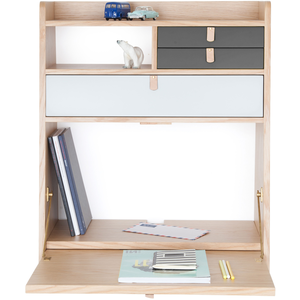 Hartô - Bureau mural Gaston - Gris - MDF plaqué chêne - Designer Flore...Vendu parmade-in-design
