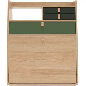 Secrétaire mural en chêne vert cendré et sauge 60cm Gaston - HartôVendu parmade-in-design