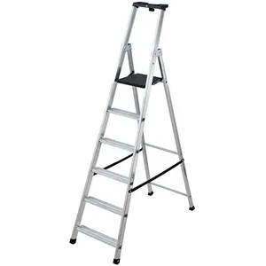 Comparateur de prix : Hailo - Escabeau professionnel sécurisé 6 marches Alu plateforme pehd