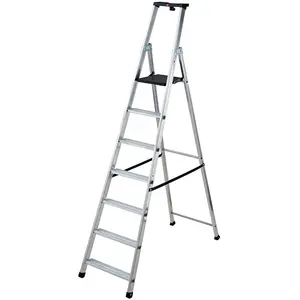 Comparateur de prix : Hailo - Escabeau professionnel sécurisé 7 marches Alu plateforme pehd