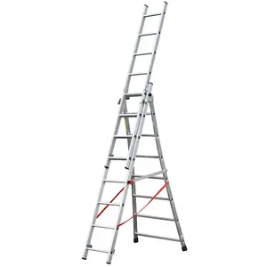 Comparateur de prix : Hailo Echelle transformable pro 3 plans 3x8 échelons 5m70 en aluminium Pro