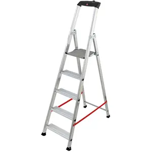 Comparateur de prix : Hailo Escabeau professionnel pliable en aluminium 5 marches larges Alu Pro