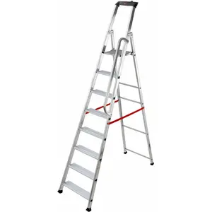 Comparateur de prix : Hailo Escabeau professionnel pliable en aluminium 8 marches larges Alu Pro