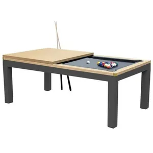 Table de billard transformable en table à manger 7ft - Bois et pieds noirs - GrisVendu parcdiscount