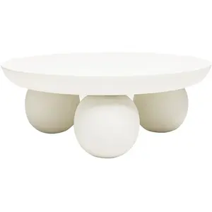 Drawer Table basse en bois massif ø90cm - Blanc pas cher