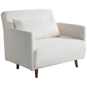 Drawer Fauteuil convertible en tissu bouclette - Écru pas cher