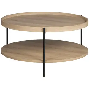 Drawer Table basse ronde en bois et métal ø80cm - Bois clair pas cher