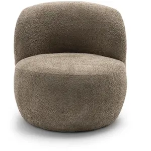 Drawer Fauteuil rond en tissu bouclette - Taupe pas cher