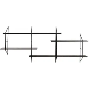 Drawer - Etagère murale en bois et métal L191cm - Noir - tocro