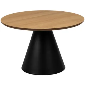 Drawer Table basse ronde en bois ø65cm - Bois clair et noir pas cher