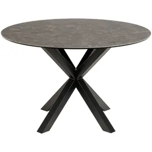 Drawer Table à manger 4 personnes ronde en céramique et métal - Noir