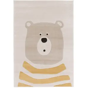 Drawer Tapis enfant à motif ours - 120 cm x 170 cm Jaune Polypropylène pas cher