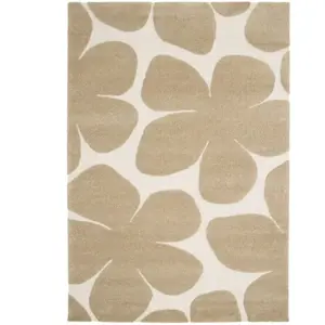 Comparateur de prix : Tapis contemporain floral en relief - 200x290cm Beige Polypropylène