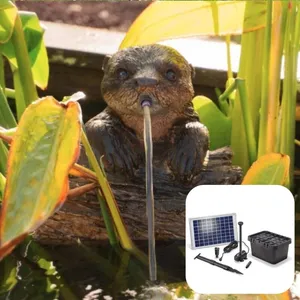 SOLAIREPRATIQUE Fontaine - Loutre - 600 l/h - Kit complet avec pompe solaire - Polyrésine - 21x22x19 cm pas cher