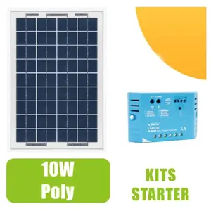 OHM-EASY Kit panneau solaire polycristallin 10W 12V et régulateur 5AVendu paramazon