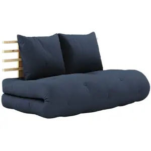 Karup Design Matelas futon et tête de lit bois massif naturel SHIN SANO 140x200 bleu marine pas cher