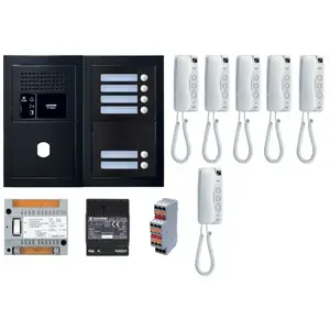 Pack interphone GT Aiphone GTBA6EB - 6 BP programmé - Noir satiné pas cher