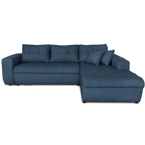 LOUNGITUDE Canapé d'Angle SUZIE Convertible en Tissu - Angle Droit, Bleu pétrole pas cher