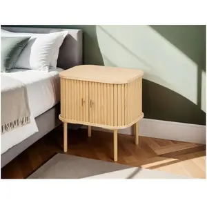 LOUNGITUDE Table de chevet GOYA en bois et laiton - 50x40 cm pas cher