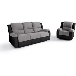 LOUNGITUDE Ensemble de Canapés Relaxation manuel 3 places et 1 place M... pas cher