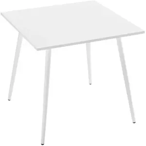 LOUNGITUDE Table à manger carrée SQUARE en métal blanc - 80x80 cm pas cher