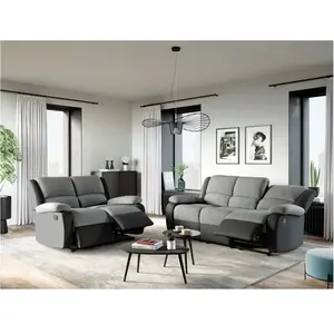 LOUNGITUDE Canapé Relaxation Manuel 3 Places et 2 Places en Microfibre Grise et S... pas cher