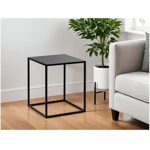 LOUNGITUDE Table d'appoint FILAR carré en métal - 45x45 cm - Noir