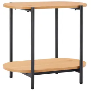 LOUNGITUDE Table d'appoint finition chêne et pieds métal noirs - 60x34 cm - Bois pas cher