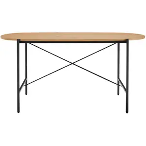 Comparateur de prix : LOUNGITUDE Table à manger finition chêne et pieds métal noirs - 160x90 cm - Bois