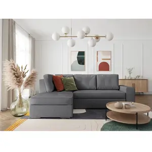 LOUNGITUDE ADEN - Canapé d'angle fixe convertible avec coffre en tissu... pas cher