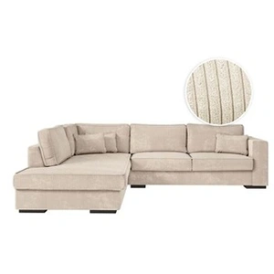 LOUNGITUDE BELAMI - Canapé d'angle 4 places en velours côtelé - Beige ... pas cher