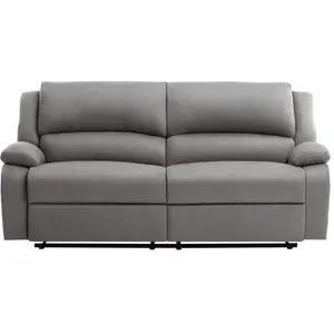 LOUNGITUDE Canapé relax manuel 3 places avec 2 assises XXL en microfibre - Gris