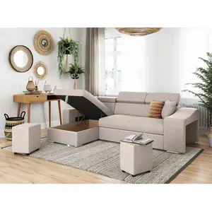 LOUNGITUDE Canapé d'Angle ELONA Convertible en Tissu - 264 x 162 x 75 cm - Usinestreet pas cher