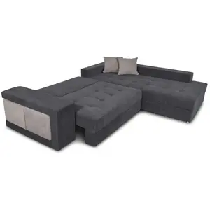 Canapé d'angle convertible TAMIA - LOUNGITUDE - Tissu - Gris foncé/gri... pas cher