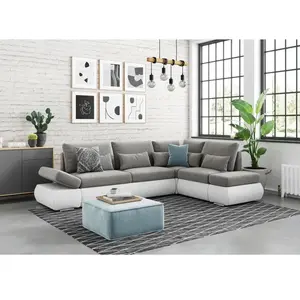 LOUNGITUDE Canapé d'angle SEBASTIAN Réversible et Convertible avec cof... pas cher