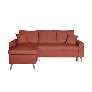 UsineStreet Canapé d'angle réversible et convertible avec coffre - Rouge brique pas cher