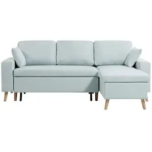 LOUNGITUDE Canapé d'Angle MARIA SCANDINAVE Réversible et Convertible - Bleu clair pas cher