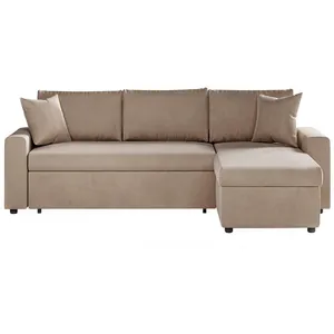LOUNGITUDE Canapé d'angle réversible, convertible en velours avec coff... pas cher