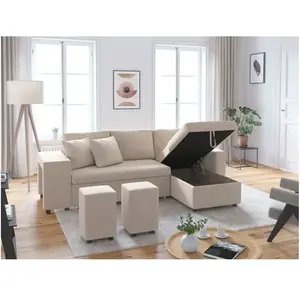 UsineStreet Canapé D'angle Oslo Convertible Avec Coffre Et Poufs En T... pas cher
