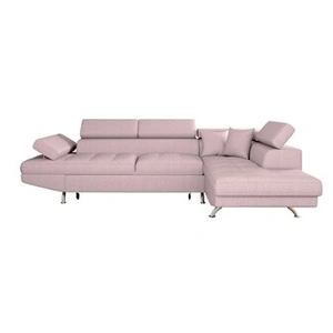 LOUNGITUDE Canapé d'angle droit convertible en tissu - Vieux rose - Pieds métal pas cher