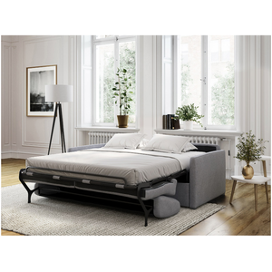 LOUNGITUDE Canapé Convertible 3 places en Tissu - épaisseur 13cm - Gris clair pas cher