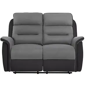Canapé de Relaxation 2 places LOUNGITUDE LÉON - Microfibre/Simili Gris...