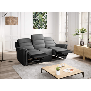 LOUNGITUDE RELAXXO - Canapé de Relaxation 3 places en Microfibre et Si...