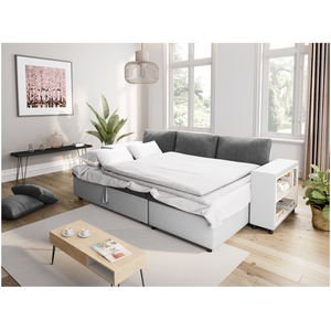 LOUNGITUDE Canapé d'angle MADY convertible avec coffre, accoudoir étag... pas cher