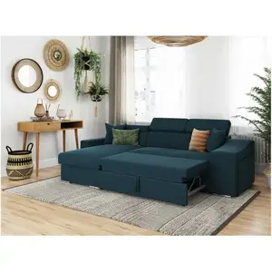 LOUNGITUDE Canapé d'Angle ELONA Convertible en Tissu - 264 x 162 x 75 cm - Usinestreet pas cher