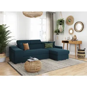 LOUNGITUDE Canapé d'Angle ELONA Convertible en Tissu - 264 x 162 x 75 cm - Usinestreet pas cher